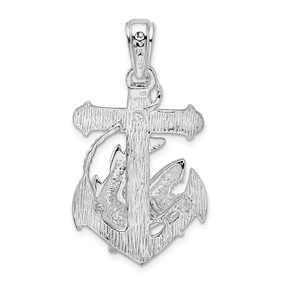 925 Sterling Silver Nautical Anchor Great White Shark Necklace Charm Pendant - Picture 4 of 4